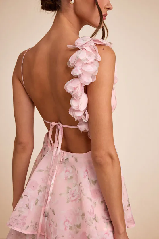 Daleyza Light Pink Floral Organza Tiered Midi Dress sold by Lulus product image thumbnail 2