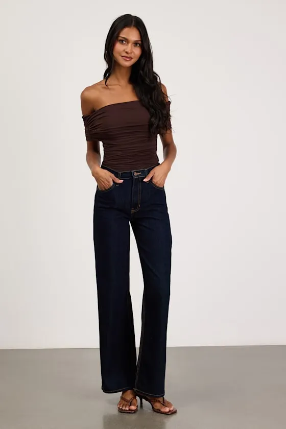 Jarena Dark Brown Ruched Off-the-Shoulder Top sold by Lulus product image thumbnail 4
