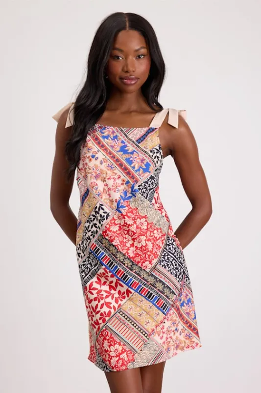 Ximena Multi Print Tie-Strap Mini Dress made by Lulus