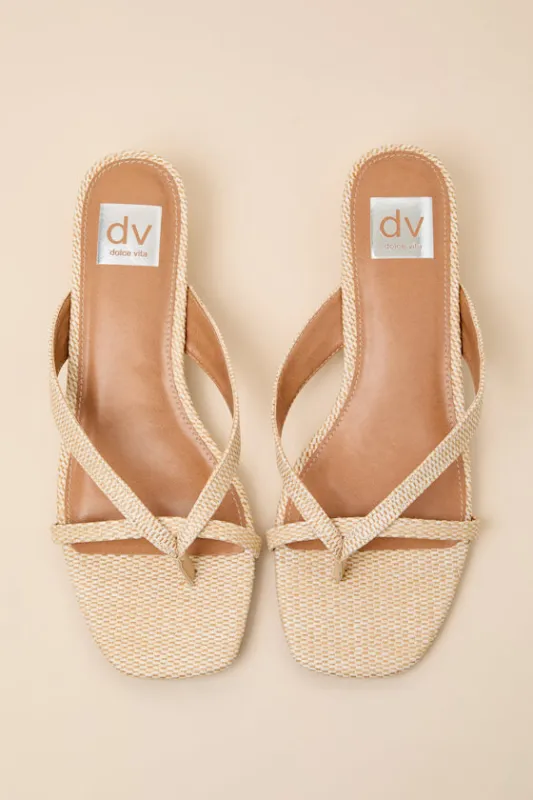 Bex Beige Raffia Strappy Low Heel Sandals made by DV by Dolce Vita