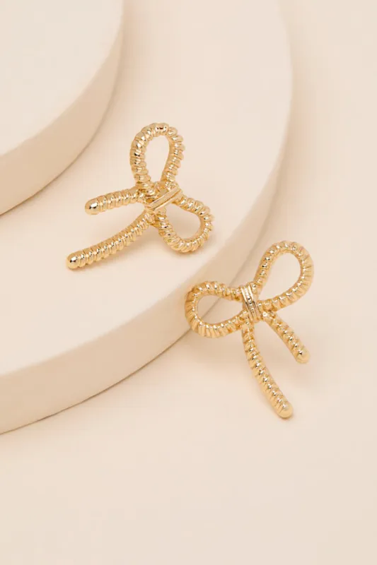 Lisandra Gold Bow Stud Earrings made by Lulus