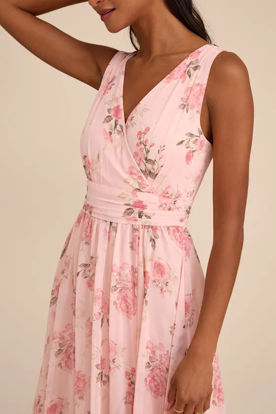 Heavenly Hues Blush Floral Surplice Maxi Dress sold by Lulus product image thumbnail 2