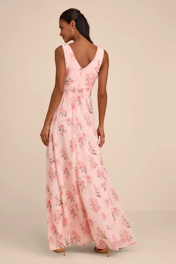 Heavenly Hues Blush Floral Surplice Maxi Dress sold by Lulus product image thumbnail 3