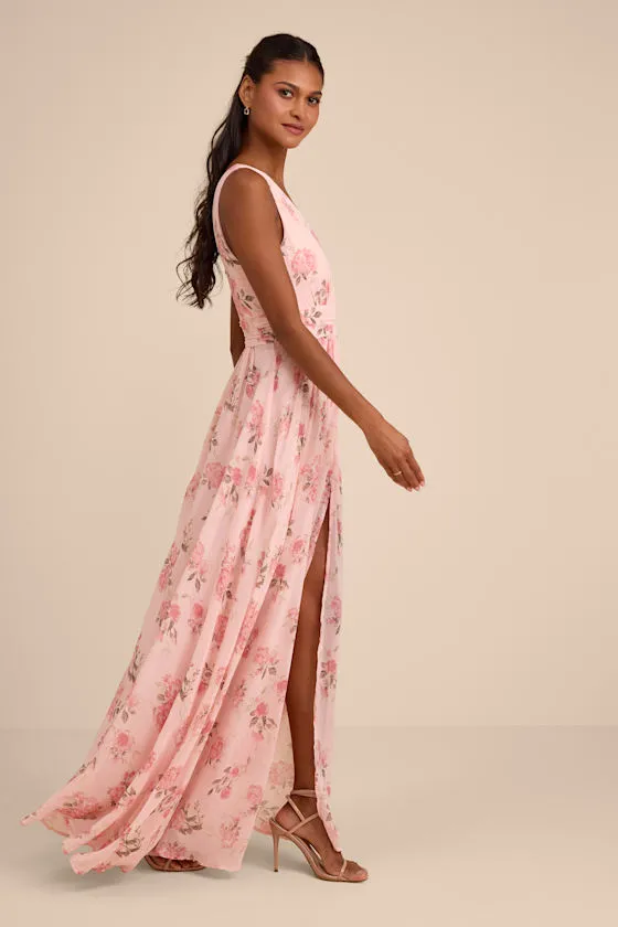 Heavenly Hues Blush Floral Surplice Maxi Dress sold by Lulus product image thumbnail 4