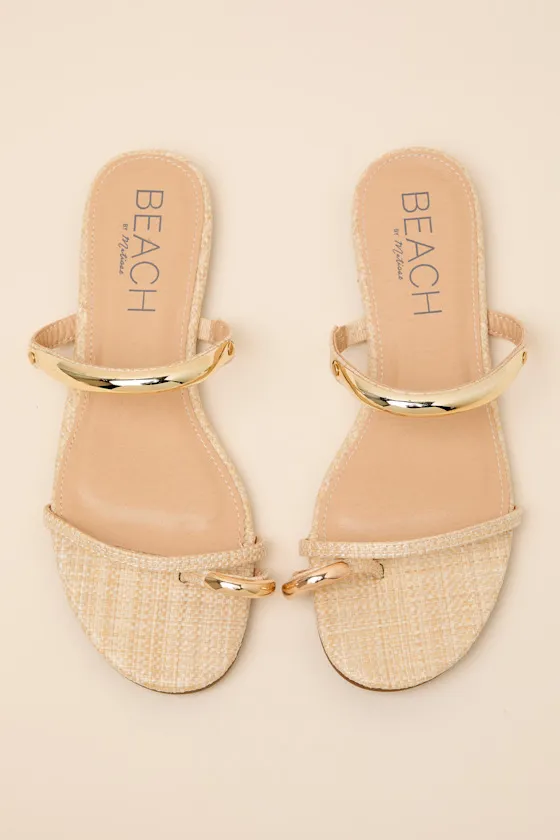 Vacay Natural Raffia Slide Sandals sold by Lulus