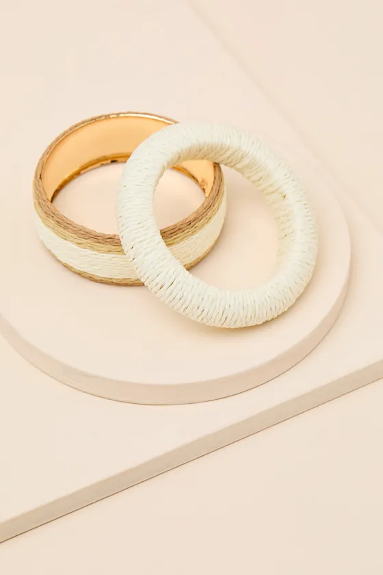 Marilla Ivory Multi Raffia Bangle Bracelet Set sold by Lulus product image thumbnail 2