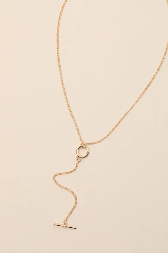 Jessalyn Gold Toggle Lariat Necklace sold by Lulus product image thumbnail 2