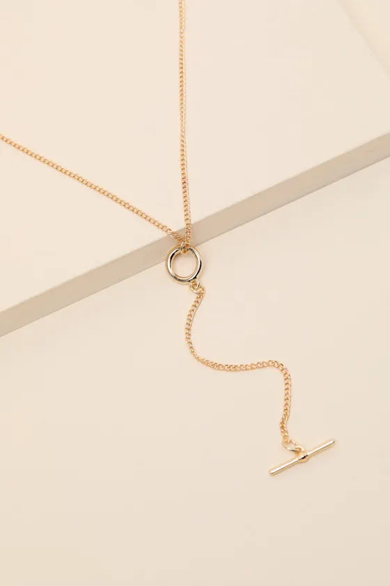 Jessalyn Gold Toggle Lariat Necklace sold by Lulus product image thumbnail 4