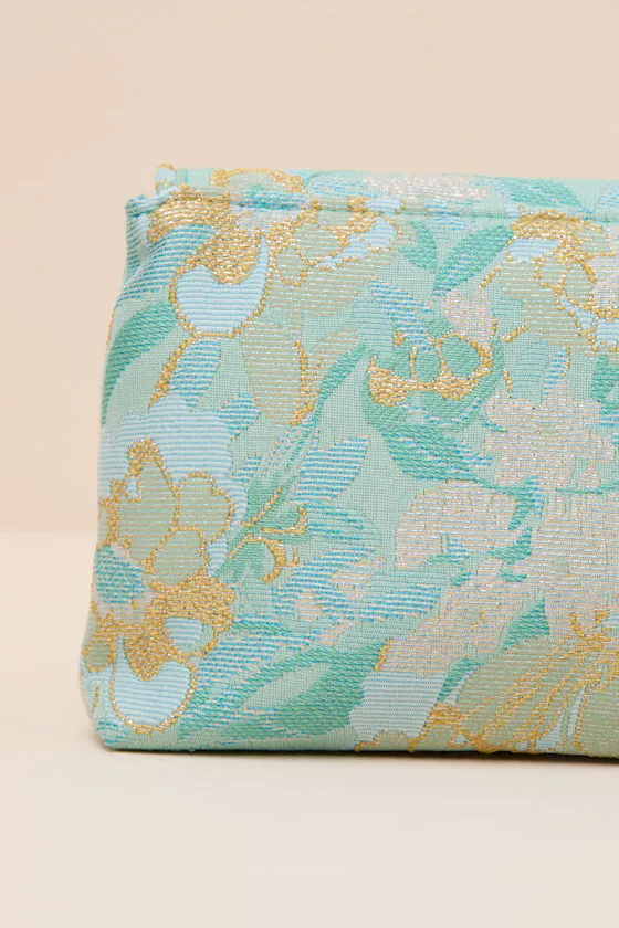 Efina Light Blue Floral Jacquard Crossbody Clutch sold by Lulus product image thumbnail 3