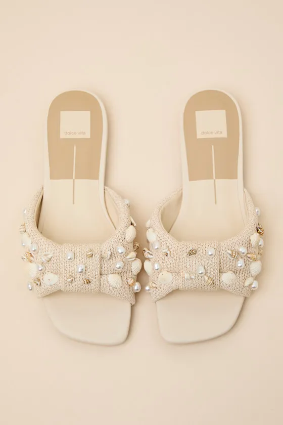 Lizza Oatmeal Raffia Beaded Slide Sandals sold by Lulus product image thumbnail 2