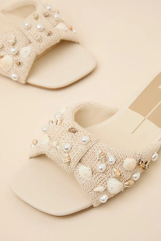 Lizza Oatmeal Raffia Beaded Slide Sandals sold by Lulus product image thumbnail 4