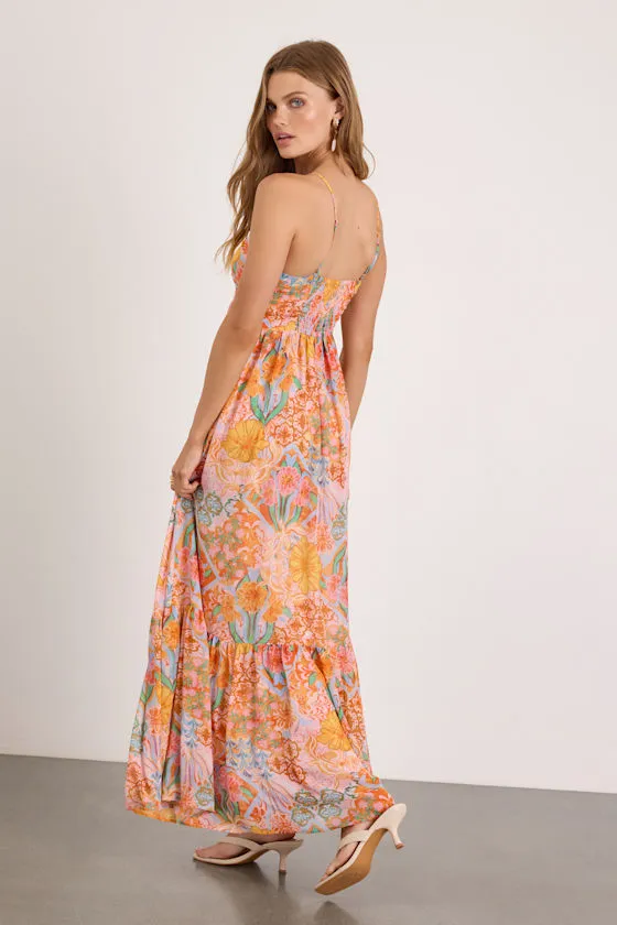 Grace Bay Blush Multi Boho Print Halter Maxi Dress sold by Lulus product image thumbnail 3