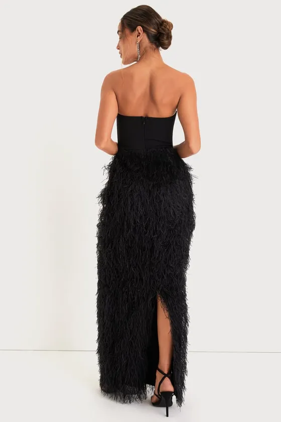 Fabulous Statement Black Feather Strapless Maxi Dress sold by Lulus product image thumbnail 3