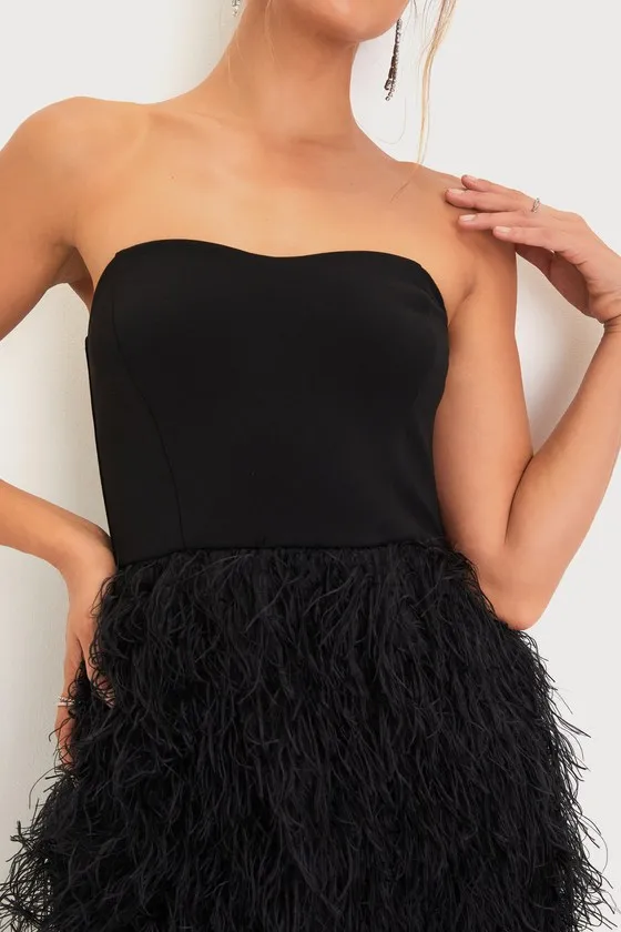 Fabulous Statement Black Feather Strapless Maxi Dress sold by Lulus product image thumbnail 4