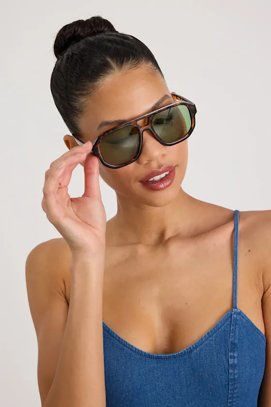 Torrey Brown Tortoiseshell Aviator Sunglasses sold by Lulus