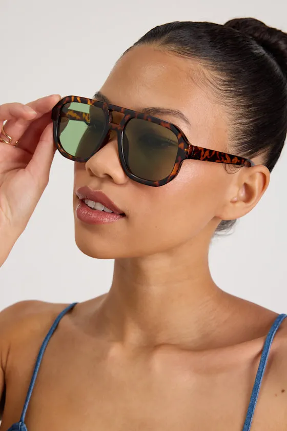 Torrey Brown Tortoiseshell Aviator Sunglasses sold by Lulus product image thumbnail 3