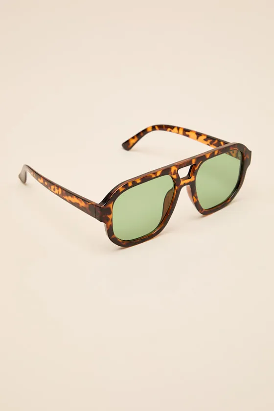 Torrey Brown Tortoiseshell Aviator Sunglasses sold by Lulus product image thumbnail 4