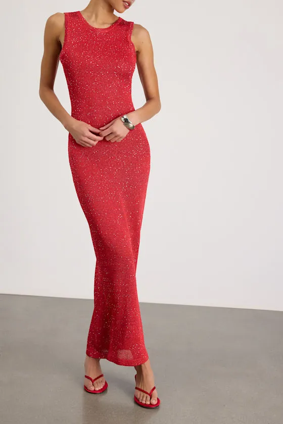 Jordi Red Sequin Crochet Knit Maxi Dress sold by Lulus product image thumbnail 4