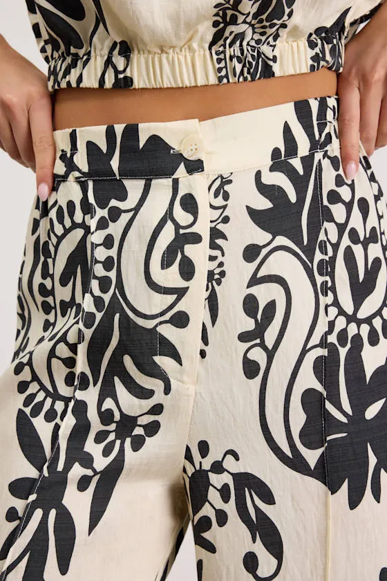 Gaia Ivory and Black Boho Print Wide-Leg Pants sold by Lulus product image thumbnail 4