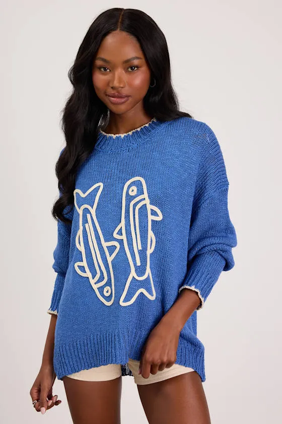 Montauk Blue Embroidered Pullover Sweater sold by Lulus product image thumbnail 2