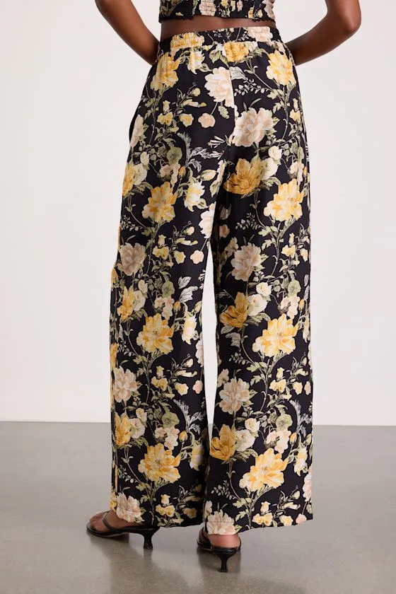 Taelyn Black Multi Floral Wide-Leg Pants sold by Lulus product image thumbnail 3
