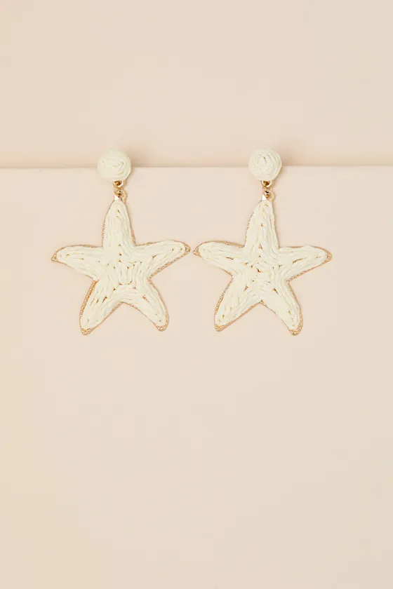 Farris Ivory Raffia Starfish Statement Earrings sold by Lulus product image thumbnail 2