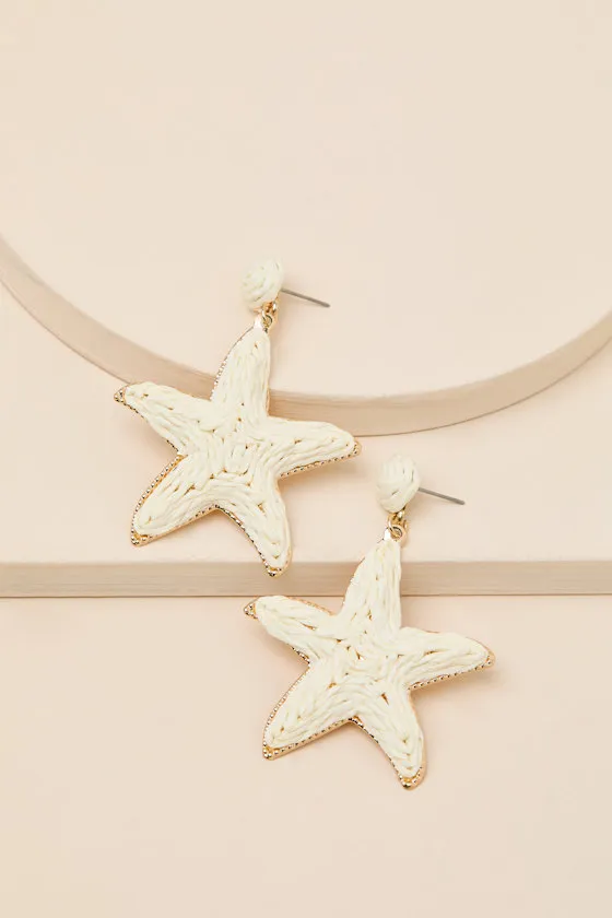 Farris Ivory Raffia Starfish Statement Earrings sold by Lulus product image thumbnail 4