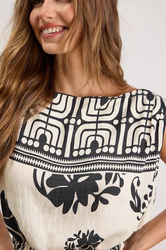 Gaia Ivory and Black Boho Print Top sold by Lulus product image thumbnail 2