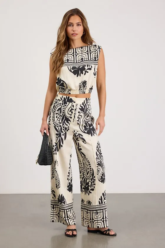 Gaia Ivory and Black Boho Print Top sold by Lulus product image thumbnail 4