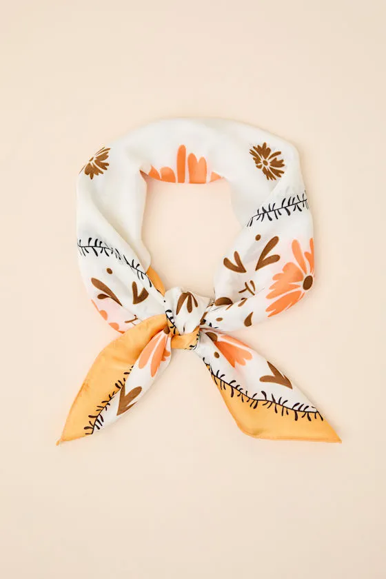 Blossom Yellow Floral Satin Scarf Scarf sold by Lulus product image thumbnail 2