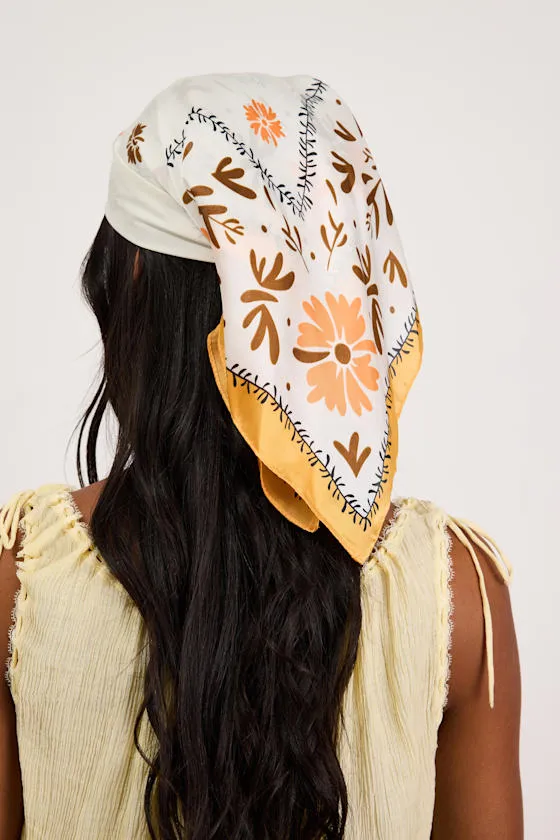 Blossom Yellow Floral Satin Scarf Scarf sold by Lulus product image thumbnail 3