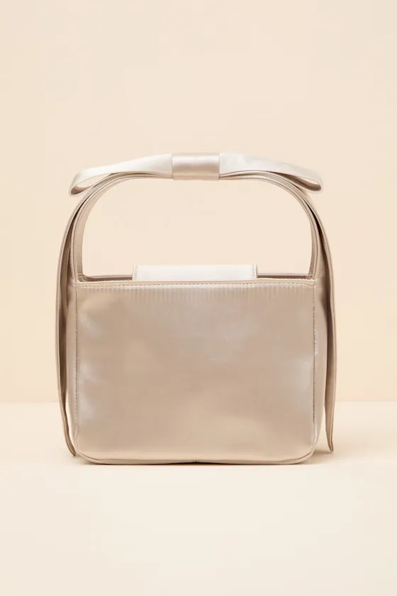Britney Champagne Satin Bow Handbag sold by Lulus product image thumbnail 2