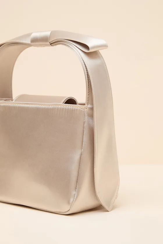 Britney Champagne Satin Bow Handbag sold by Lulus product image thumbnail 4