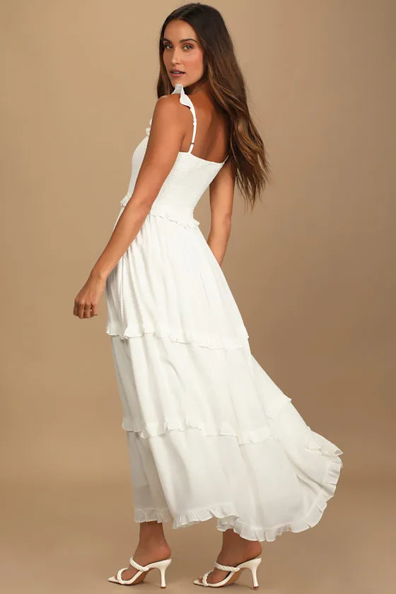 Fun Afternoon White Smocked Tiered Maxi Dress sold by Lulus product image thumbnail 4