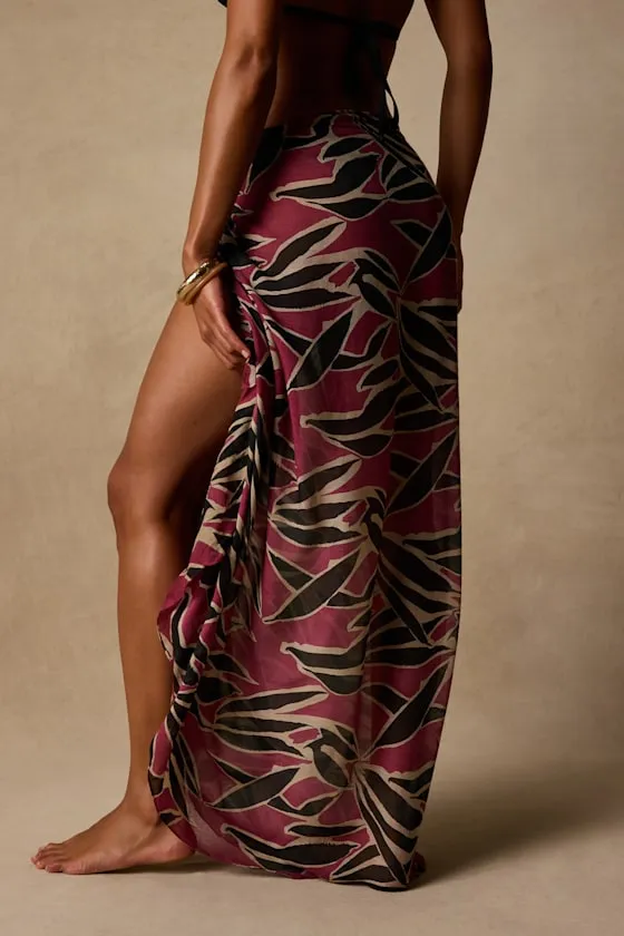 Levette Mauve Pink Leaf Print Sarong Swim Cover-Up sold by Lulus product image thumbnail 2