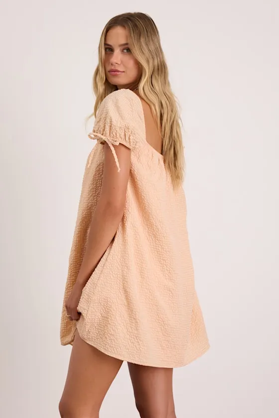 Mirela Peach Textured Shift Mini Dress sold by Lulus product image thumbnail 2