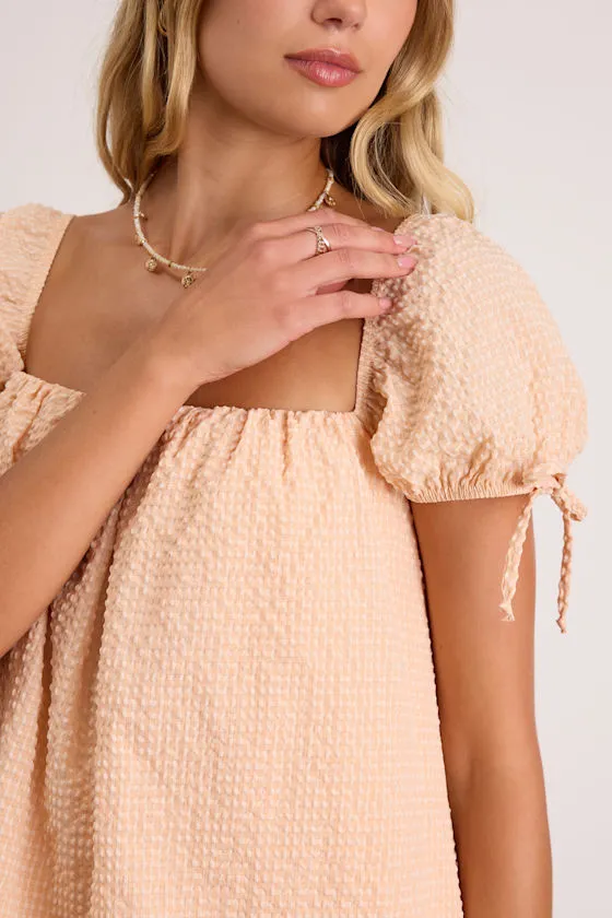Mirela Peach Textured Shift Mini Dress sold by Lulus product image thumbnail 3