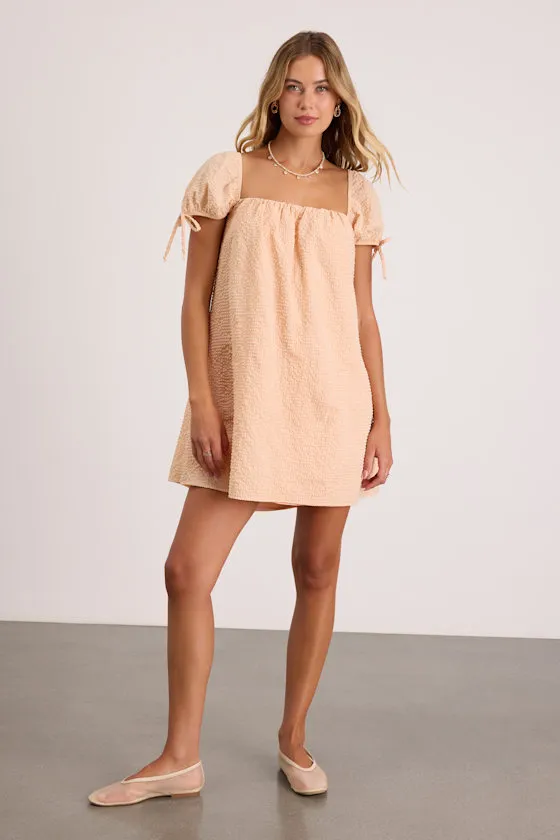 Mirela Peach Textured Shift Mini Dress sold by Lulus product image thumbnail 4