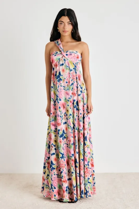 Georgianna Pink Multi Floral Plisse Maxi Dress made by Lulus