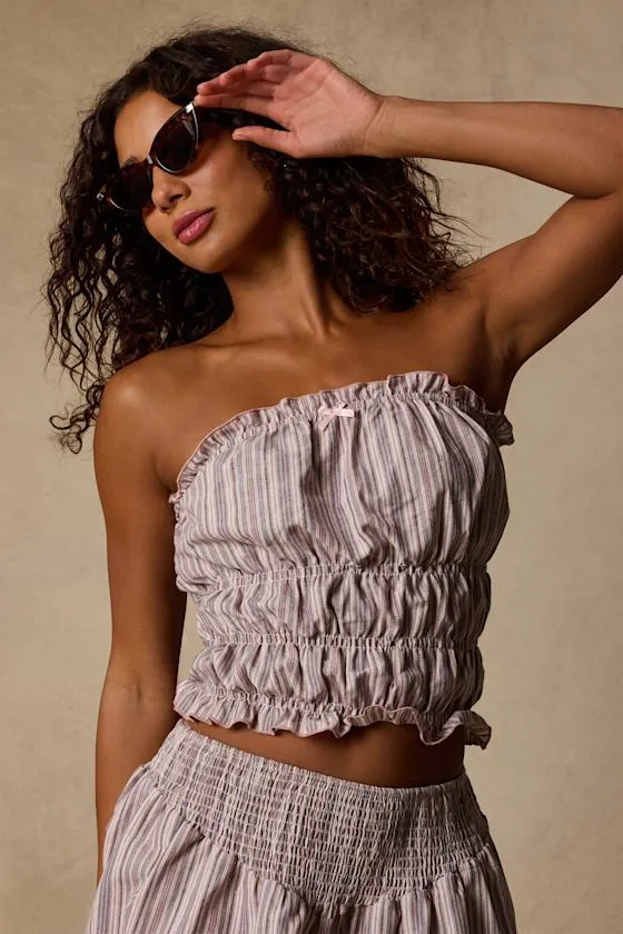 Honeysuckle Pink Striped Smocked Tube Top sold by Lulus