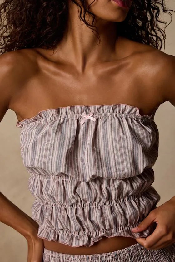 Honeysuckle Pink Striped Smocked Tube Top sold by Lulus product image thumbnail 2