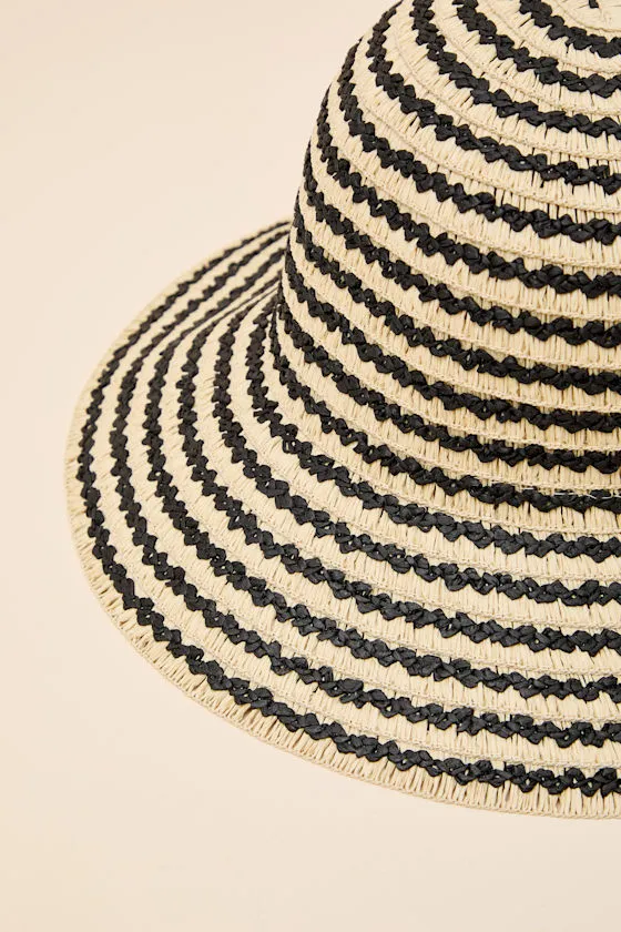 San Clemente Beige Striped Raffia Bucket Hat sold by Lulus product image thumbnail 4