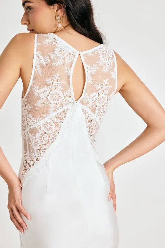 Deloise White Satin Lace Slip Midi Dress sold by Lulus product image thumbnail 2