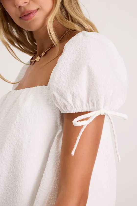Mirela White Textured Shift Mini Dress sold by Lulus product image thumbnail 4