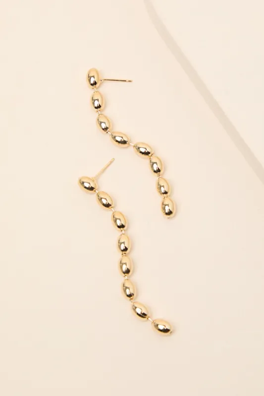 Barona Gold Beaded Drop Earrings made by Lulus