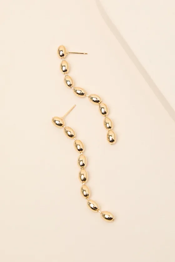 Barona Gold Beaded Drop Earrings sold by Lulus