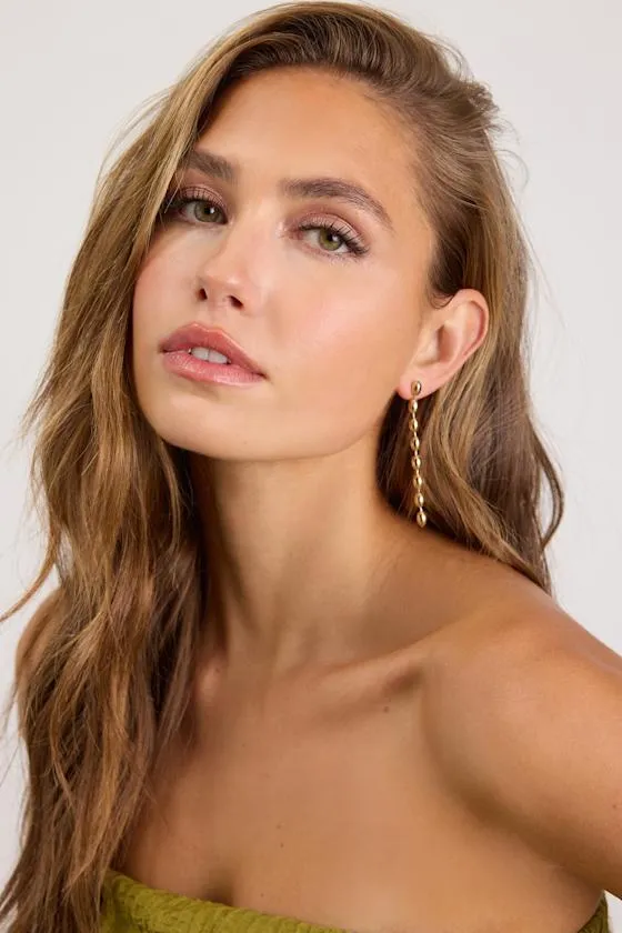 Barona Gold Beaded Drop Earrings sold by Lulus product image thumbnail 2