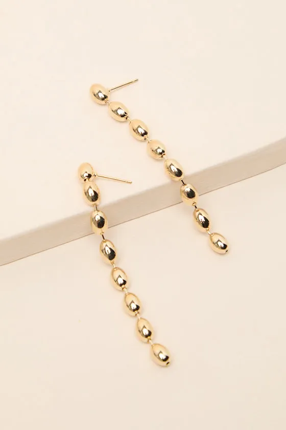 Barona Gold Beaded Drop Earrings sold by Lulus product image thumbnail 3