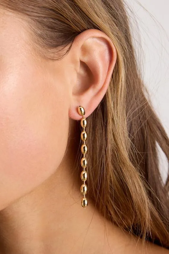 Barona Gold Beaded Drop Earrings sold by Lulus product image thumbnail 4