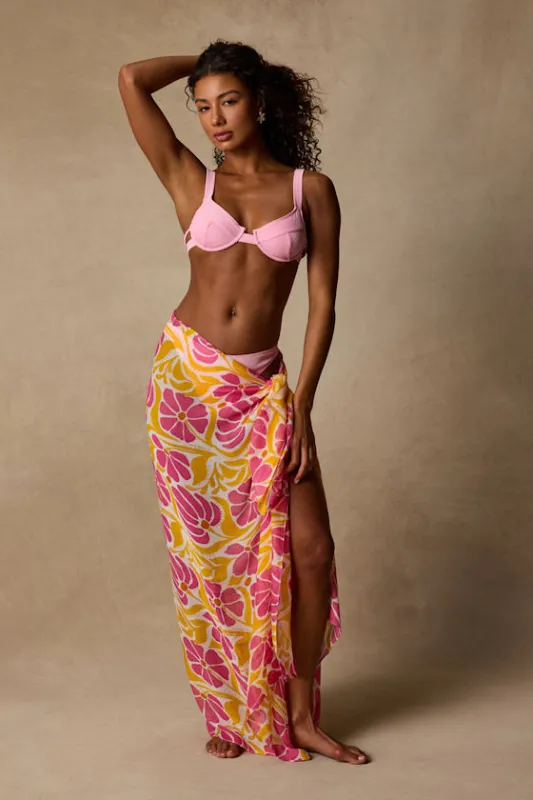 Groovee Pink Floral Print Swim Cover-Up made by Lulus